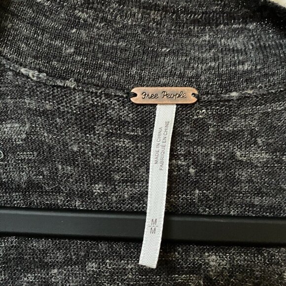 Free People Cardigan Womens Medium Black Gray Knit Sleeveless Boho Duster - Picture 3 of 7